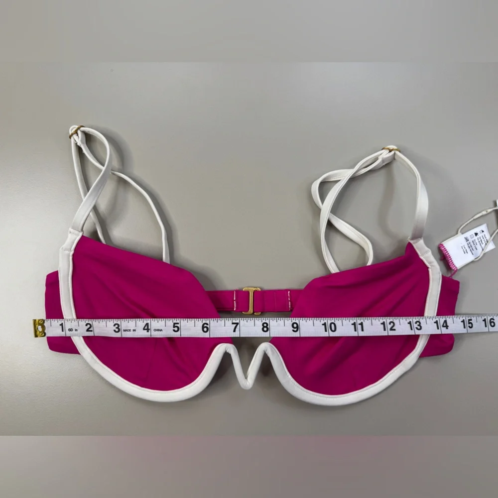 L*Space Nico Bikini Top XL Pink Underwire Bougainvillea & Cream Vacation Swim - Picture 9 of 11